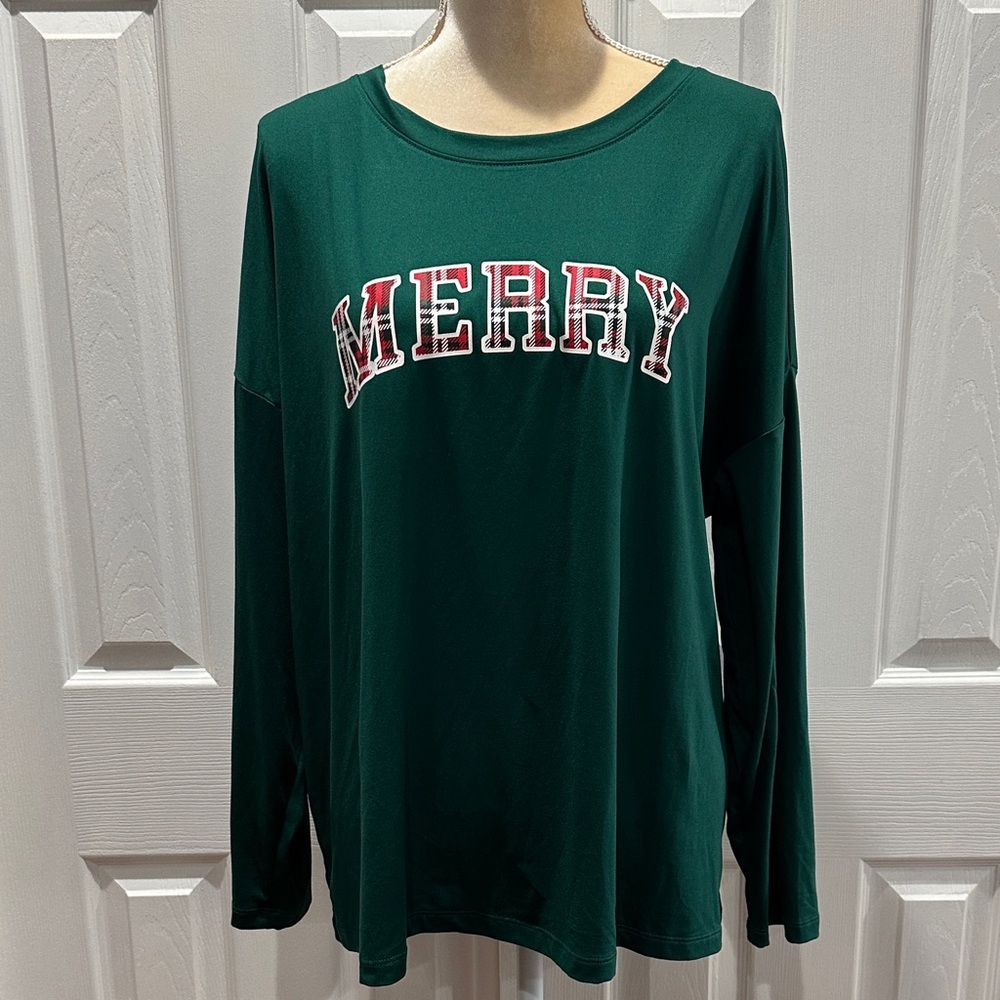 Green 'Merry' Long Sleeve Top Size XL